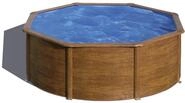 Gre Pool KITPR353W Sicilia - Aufstellpool aus Stahl, rund, mit Holzoptik. Abnehmbare