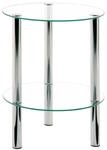 HAKU Beistelltisch rund Chrom, Metall Sicherheitsglas Sofatisch mit Glasplatte -