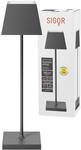 SIGOR Nuindie - Dimmbare LED Akku-Tischleuchte Indoor & Outdoor mit eckigem Schirm,