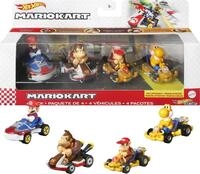 Hot Wheels HDB22 - Mario Kart-Fahrzeug (4er-Pack), Set mit 4 beliebten Figuren,