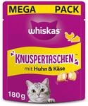 Whiskas Knuspertaschen Katzensnack mit Huhn&ndash; & K&auml;segeschmack, 4er Pack, 4x180g &ndash;
