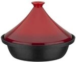 Tajine aus massivem Gusseisen - GSW - 30 x 22 cm - Keramikdeckel - Induktion - Rot