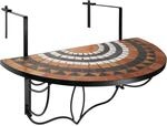 tectake&reg; Balkonh&auml;ngetisch Mosaik, halbkreisf&ouml;rmiges Design, Balkontisch klappbar,