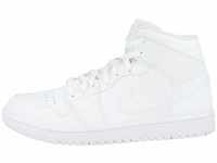 Nike Herren Air Jordan 1 Mid Basketballschuhe, Weiß Weiß/Weiß, 47.5 EU