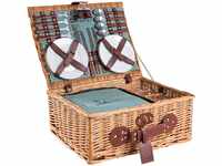 eGenuss Handgefertigtes Picknickkorb für 4 Personen mit Kühlfach,...