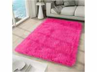 TAPISO Silk Teppich Shaggy rutschfest Pink Einfarbig Antirutsch Hochflor...