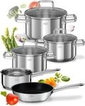 R&Ouml;SLE Moments Topfset Induktion 5-tlg. &ndash; Edelstahl Kochtopfset mit Aluminiumkern,
