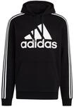 adidas Herren Essentials Fleece 3-Stripes Logo Hoodie, Black/White, L