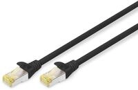 DIGITUS LAN Kabel Cat 6A &ndash; 0,25 m &ndash; S/FTP Geschirmt &ndash; Schwarz | 10 Gbit/s &ndash;
