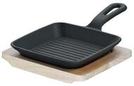 Schulte-Ufer - Mini-Grillpfanne 13 cm Rustika schwarz mit Servierbrett
