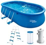 Summer Waves Quick Up Pool Komplettset | Oval 549x305x107 cm Blau |...