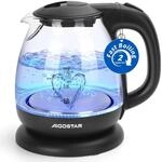 Aigostar Elfin Mini-Wasserkocher aus Borosilikatglas mit LED-Beleuchtung, 2200 W,