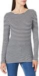 Marc OߴPolo Damen Langarmshirt mit U-Boot-Ausschnitt gestreift, Mehrfarbig (Dark