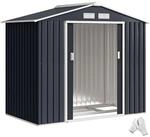 Outsunny Ger&auml;tehaus 2,42 m&sup2;, Gartenhaus mit Pultdach, Schiebet&uuml;r, Fundament, 213 x