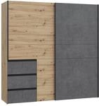 FORTE WINN 2 Schrank, Kleiderschrank, Schwebet&uuml;renschrank mit Schubladen,
