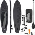 ECD Germany Aufblasbares Stand Up Paddle Board Makani | 320x80x15 cm | Schwarz | PVC