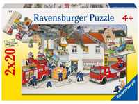 Ravensburger 08909 - Bei der Feuerwehr, 2 x 20 Teile Puzzle