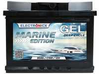 GEL Batterie 12v 80Ah Electronicx Marine Edition Solarbatterie 12v Akku 12v...