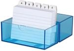 Wedo 2507303 Karteibox DIN A7/300 quer, transparent blau inklusive 100 Karteikarten