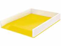 Leitz Briefkorb A4, Zweifarbiges Design, Weiß/Gelb, Duo Colour, WOW, 53611016