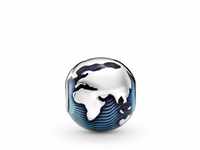 PANDORA Blauer Globus Clip Charm aus Sterlingsilber mit blauer Emaille