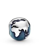 PANDORA Blauer Globus Clip Charm aus Sterlingsilber mit blauer Emaille