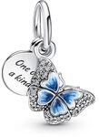 PANDORA MOMENTS Charm Anh&auml;nger "Blauer Schmetterling mit Nachricht" Silber...