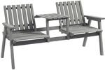 Outsunny Gartenbank mit Tisch mit Regenschirmloch 152 x 70 x 83 cm Grau
