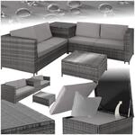 tectake Polyrattan Sitzgruppe f&uuml;r 4 Personen, Balkon Garnitur mit Sitzkissen,