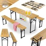 Juskys Bierzeltgarnitur Bichl 3-teilig & klappbar 170x46x77 cm - Gartenm&ouml;bel Set
