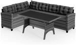 CASARIA&reg; Polyrattan Ecklounge Set WPC Esstisch Ecksofa inkl. 7 cm Sitzauflagen...