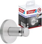 tesa MOON Klebehaken, verchromt, runde Form - Bad-Haken zur Wandbefestigung ohne