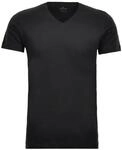 Ragman Herren 2 T-Shirt Doppelpack Bodyfit mit V-Ausschnitt, Schwarz, M