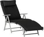 Outsunny Sonnenliege klappbar Strandliege mit Kopfkissen Sitzkissen Liegestuhl...