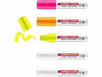 edding 4090 Kreidemarker Set - weiß, gelb, orange, pink (neon)- 5 Kreidestifte -