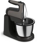 TEFAL HT654E38 Powermix Silence Hand Mixer with Pivoting Bowl 2.5 L 600 W Black