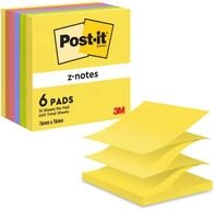 Post-it Z-Notes Neon Rainbow Collection, Packung mit 6 Bl&ouml;cken, 100 Blatt pro Block,