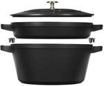 STAUB La Cocotte Kochtopfset, 2-tlg rund Gusseisen Schwarz Kochtopf Topf