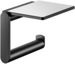 KEUCO Toilettenpapierhalter aus Metall schwarz matt pulverbeschichtet, Ablage,