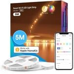 meross Led Strip 5m funktioniert mit Apple HomeKit, WLAN Led Streifen, Smart RGBWW