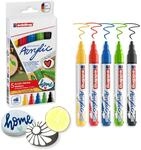 edding 5100 Acrylmarker - schwarz, rot, blau, gelb, gelb-gr&uuml;n - 5 Acrylfarben Set