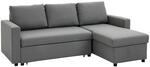 HOMCOM Ecksofa mit Schlaffunktion Stauraum Eckcouch mit Bettkasten Chaiselongue