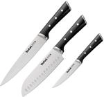 Tefal Ice Force 3-teiliges Messerset, Fleischmesser 20 cm, Santokumesser 18 cm,