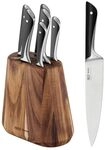 Tefal Jamie Oliver 7-teiliger Messerblock, 6 K&uuml;chenmesser + Akazienholz Messerblock,