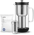 Aarke Purifier Wasserfilterkanne 1,2 L / 5 Tassen Glas & Edelstahl &ndash; inklusive Pure