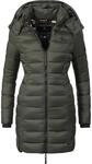 MARIKOO Damen langer Wintermantel warmer Steppmantel mit abnehmbarer Kapuze