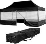 INSTENT Alu-Pavillon 3 x 6 m Pro 4 Seitenteile wasserdicht UV-Schutz 50+, schwarz