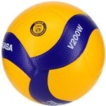 Mikasa Unisex V200W-Fivb Volleyb&auml;lle, Blue/Gelb, 5