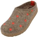 HAFLINGER Grizzly Cuoricini Filzpantoffel Herz Hausschuh Kork (Torf 550), Gr 42
