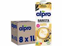 Alpro Barista Haferdrink, 8x1L, haltbar, 100% pflanzlich, Quelle von Calcium und